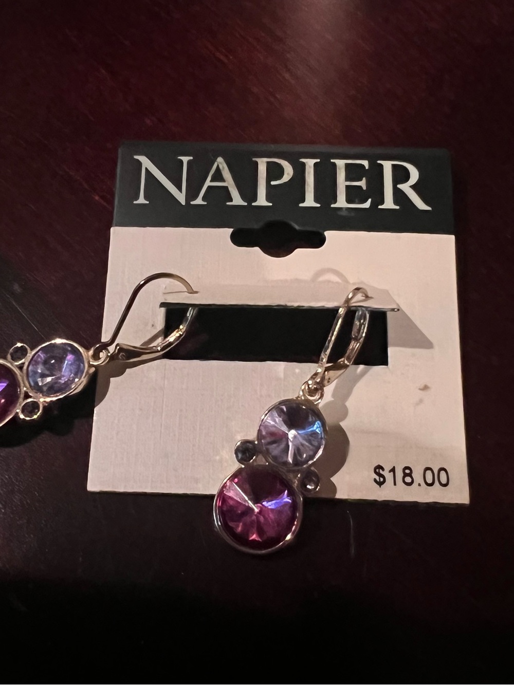 Napier Gold-Tone Earrings with Purple and Pink Crystals